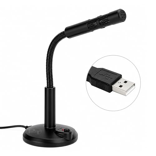 Image of USB Noise Cancelling Microphone for PC & Mac, 360 Adjustable Gooseneck, Omnidirectional Condenser for Laptop, Computer, Gaming, Voice Chat Online Meetings Black MIC309
