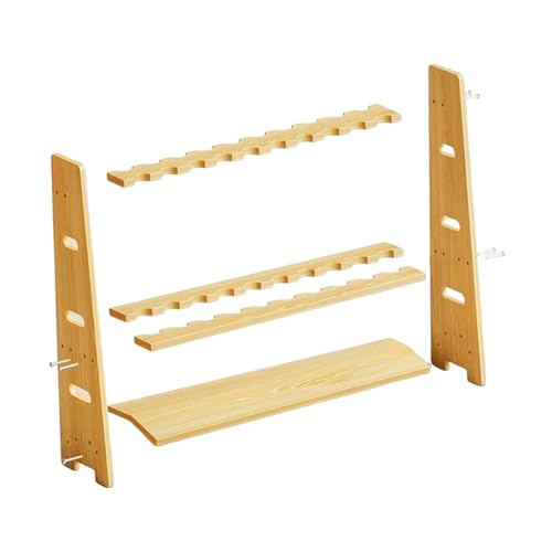 rockible Pool Stick Holder Accessories Solid Wood Professional Floor Stand Multifunctional Organizer Ornament Billiards Pool Cue Rack, L