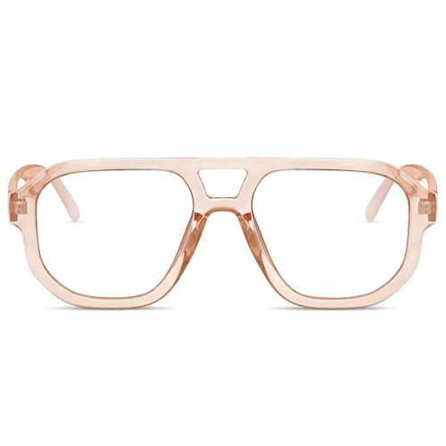 Image of livho Retro Aviator Blue Light Blocking Glasses for Women Men with Soft Case, Trendy Rectangle Computer Eyeglasses