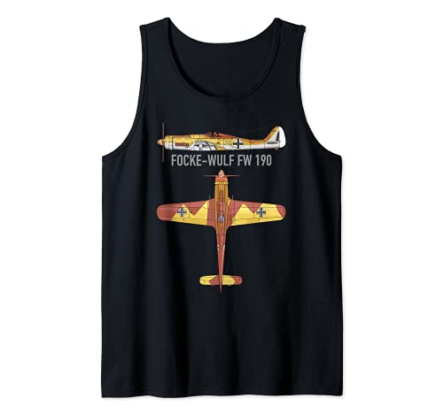 Focke-Wulf Fw 190 German WW2 Fighter Aircraft Plane Diagram Tank Top, Black, S