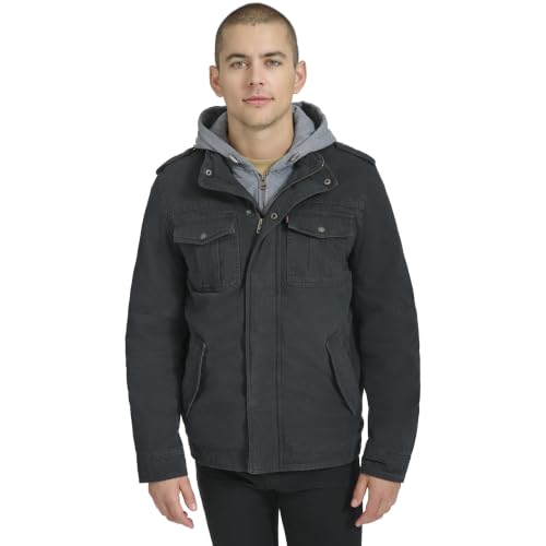Image of Levi's Men's Washed Cotton Hooded Military Jacket (Regular & Big & Tall Sizes)