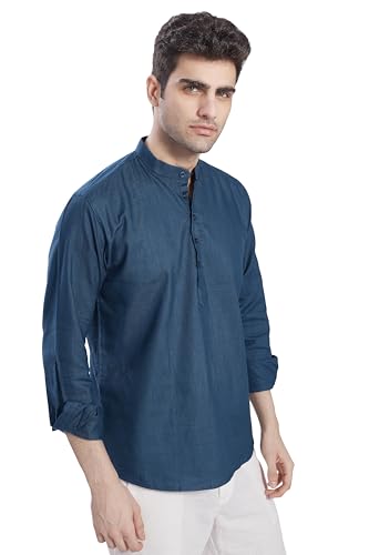 Image of DIVISIVE Men's Slim Fit Full Sleeves Cotton Short Kurta