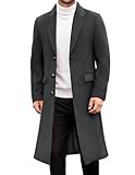 Abrigo gabardina de lana desmontable para hombre baja a un excelente precio COOFANDY - Gabardina larga para hombre, casual, con un solo pecho, cuello con muescas, mezcla de lana, chamarra de...