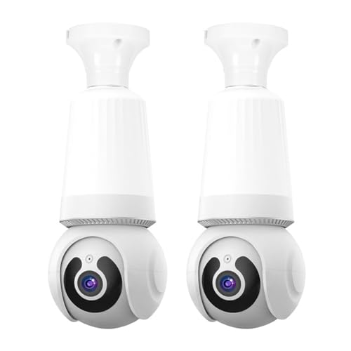 Rtauhife Cámara con Bombilla 2MP WiFi 360° Color Noche Conversación Bidireccional Vigilancia de Seguridad Cámara E27 No Requiere Cableado para el Hogar Interior A