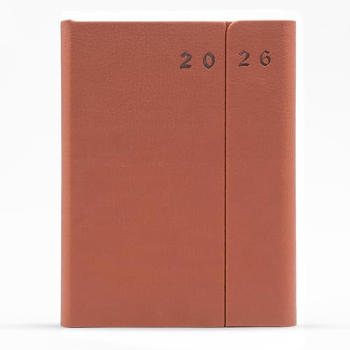 Mahavir Power Diary 2024 | Tamaño A5 | Agenda de Año Nuevo de un día por página con cierre magnético superpuesto y un lazo cerrado para bolígrafo | 424 páginas | Material de la cubierta de piel