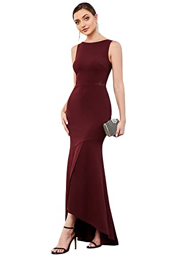 ALISA PAN Damen Rundhalsausschnitt Maxi Abendkleider Lang für Damen Hochzeit Meerjungfrau Maxi Ballkleider Burgund M Cover