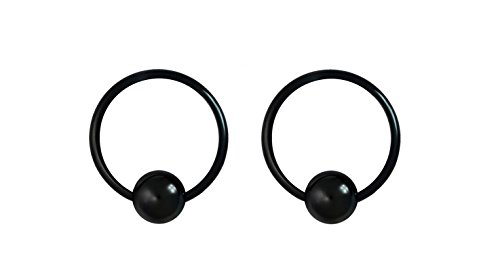 Forbidden Body Jewelry Captive Bead Piercing Hoop Black Surgical Steel 18g 8mm (2pcs)