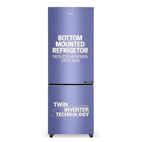 Image of Haier 237 L, 3 Star, 8 In 1 Convertible, Twin Inverter Technology, Frost Free Double Door Bottom Mount Refrigerator (HEB-243SI-P, Storm Inox)