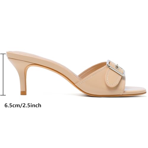 Image of Mostrin Kitten Heels for Women Summer Mules Heels Stiletto Heeled Sandals Slip On Backless Dressy Womens Sandals
