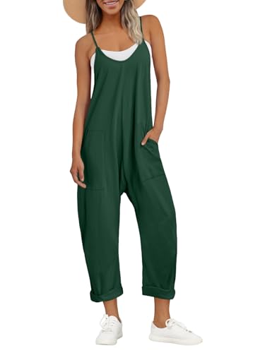 AUTOMET Jumpsuits for Women Casual Summer Outfits Rompers Comfy Beach Vacation Trendy Overalls Jumpers Fashion Clothes 2026 DarkGreen M