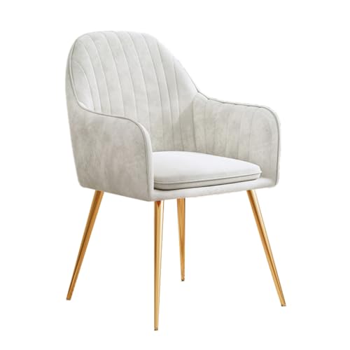 YJFFQ ダイニングチェア デスクチェア キャスターなし 椅子 肘付き オフィスチェア パソコンチェア ベロア調 おしゃれ グレー ピンク 47*83cm グリーン イス 北欧 疲れない 疲れにくい 金脚 在宅ワーク ゴールド脚 ピンク インテリア かわ