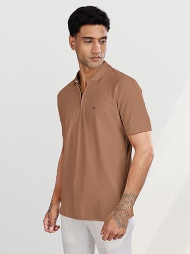 Image of BULLMER Trendy Solid Zipper Collar /Polo Neck Tshirt for Men