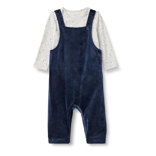 Image of Amazon Essentials x Sofia Grainge Unisex Babies' Velour Overall and Long Sleeve Bodysuit Set
