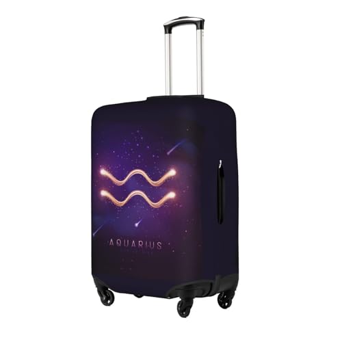 Zodiac Signs Luggage Cover Protector Elastic Washable Carry on Travel Purple Aquarius Suitcase Covers for Luggage M(Fit 22-24inch suitcase)2