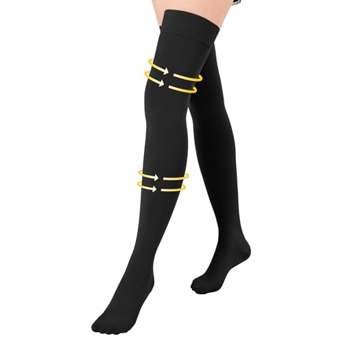 Image of 20-30 mmHg Compression Stockings for Women & Men, Graduated Compression Thigh High Compression Socks for Varicose Veins, Medical Support Hose for Pregnant, Teacher, Doctor