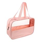 TOGEVAL Bolsa Viaje Mujer Transparente Grande con Organizador Maquillaje Portátil para Cosméticos y Lociones Bolsa Aseo Resistente y Ligera para Exteriores