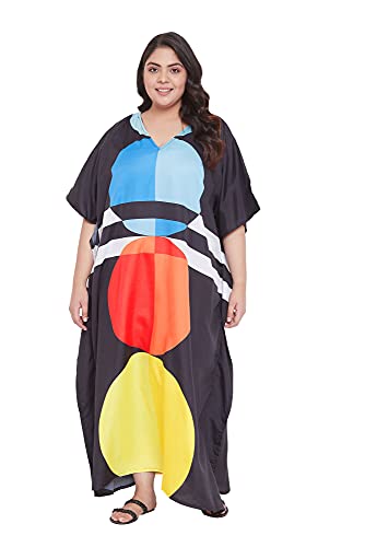 Image of Oussum Women Polyester Casual Long Plus Size Beach Caftan Cover Up Maxi Dress 1X-3X Summer Kaftan Dresses for Women