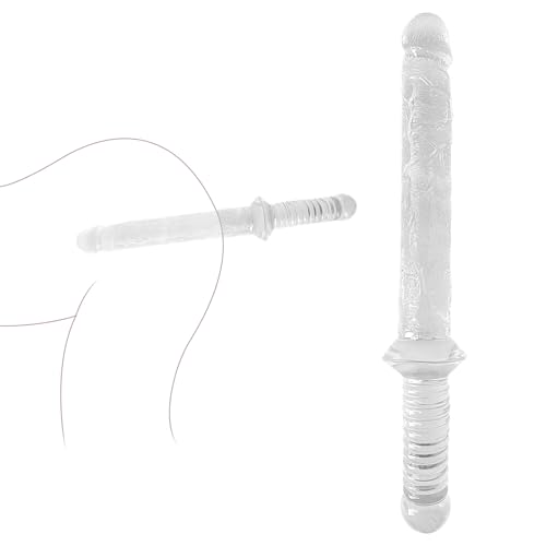 #VerdientProvisionen<br>XXL Schwert Dildo 39 cm – Realistischer Fantasy Dildo mit Griff Flexibel für Anal Vaginal Prostata Stimulation Groß Dick Erwachsene (Transparent)
