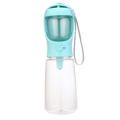 Fiyyuga ペットの屋外ポータブルウォーターボトル、ペットに適しており、二重目的、犬、便利、シンプル、スタイリッシュで美しい、外出、散歩、飲料水に適しており、カバー付き、衛生的 (ブルー,550ml)