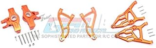 GPM For Traxxas Unlimited Desert Racer 4X4 (#85076-4) Upgrade Parts Aluminum Front Upper & Lower Arms + Knuckle Arms Set - 28Pc Set Orange