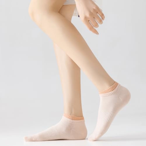 Yomutiur Cotton Ankle Socks for Women Low Cut Thin Sock Lightweight Solid Color 5 Pairs (Size for 5-10)4