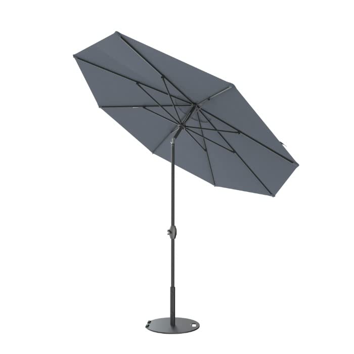 Image of Midtown Umbrellas The Lean 6 Feet Outdoor Umbrella With Terylast Light Navy Polyester Fabric - 8 Ribs Aluminum Frame Patio Umbrella With Zinc Alloy Crank Lift And Auto-Tilt System