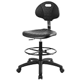 TAKE UR SEAT® Deluxe Heavy Duty Drafting Lab Stool Chair, 18'' Adjustable Footring, 10'' Adjustable Height, 450 lb Seat Capacity, Tall Bench Height Chrome(Standard Caster)