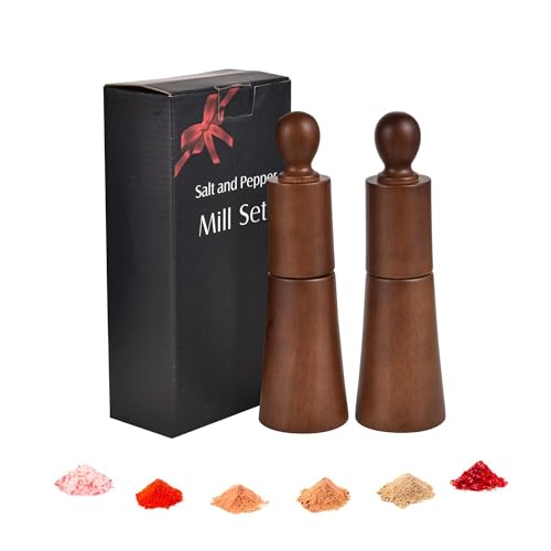 IMEEA Salt and Pepper Mills Set of 2 Adjustable Ceramic Grinder Pepper Salt Mill for Chili Salt Sea Salt Peppercorns
