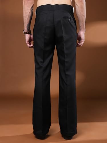 Image of Mens Beige Gurkha Pants with Classic Buckle Closure Premium Casual Bell Bottom Trousers for Men High Waist Pleated Formal & Casual Wear Pant Stylish Retro Flared Bottom Pant