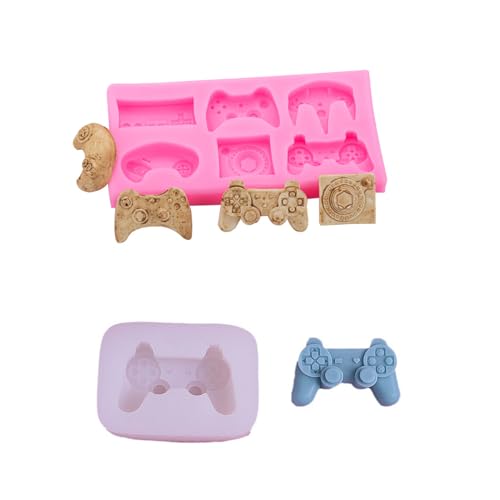 Hsupez 2 moldes de silicona para gamepad para hornear mando de juegos, molde de silicona 3D para tartas, mousse videojuego, moldes para gelatina, postre, jabón, cumpleaños, Q1123