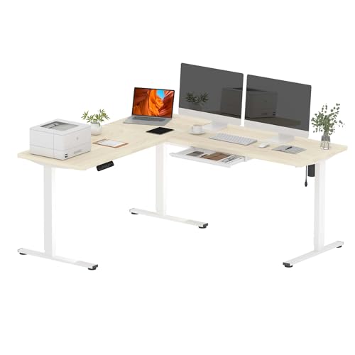 Image of SANODESK 71x63 Electric L-Shaped Corner Standing Desk with Storage