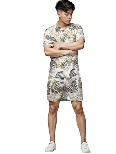 Image of Rigo Men's Rayon Printed Relaxed Night Suit Set Casual Co-Ords Set|Shirt And Short Set