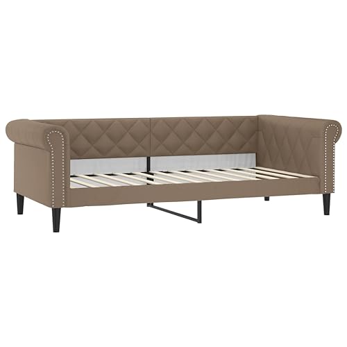 vidaXL Letto da Giorno Cappuccino 90x200 cm in Similpelle, Divano Letto, Divano Letto Singolo, Divano Letto in Similpelle, Letto per Ospiti