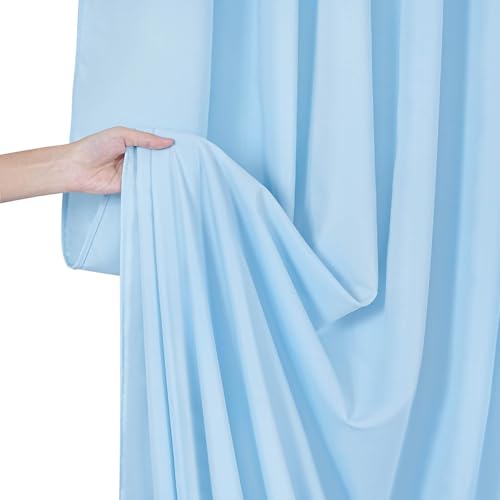 Image of Baby Blue Backdrop Curtains Panels: Polyester Photo Light Blue Backdrop Drapes Curtains - 30x10ft Baby Shower Party Photography Background