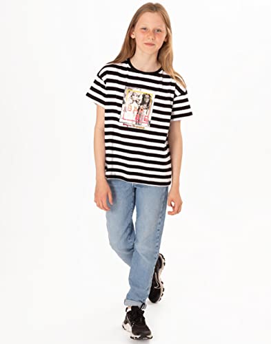 Barbie T-Shirt 2 Pack Girls Kids Doll Logo Striped Black & White Top 7-8 Years2