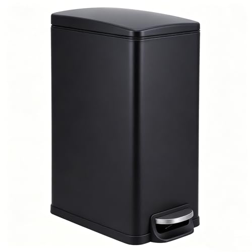 Caneca de basura rectangular de acero inoxidable 2.6 galón negro