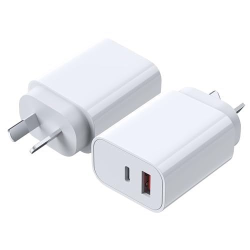 KEMITECH (1-Pack) 20W Fast Charger USB C Wall Charger Dual Port USB-C & USB-A Compact AU Plug Power Adapter for iPhone Samsung iPad Travel