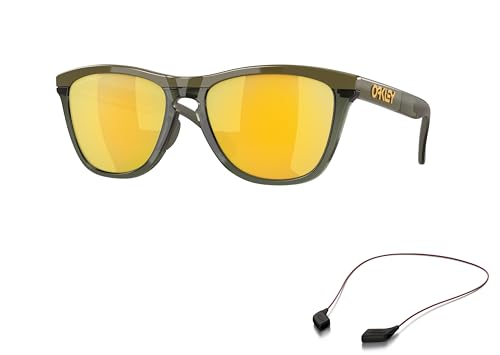 Oakley OO9284 Sunglasses Bundle: OO 9284 FROGSKINS RANGE 928408 Frogskins Range Dark Brush/Oli and Large Red leash Accessory kit2