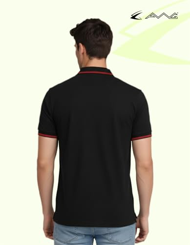 Image of AWG ALL WEATHER GEAR Rich Cotton Polo T-Shirt | Half Sleeve Classic Fit | Soft Breathable Solid Tee | Casual & Office Wear | Comfortable Everyday Cotton Polo | Mens Tshirts