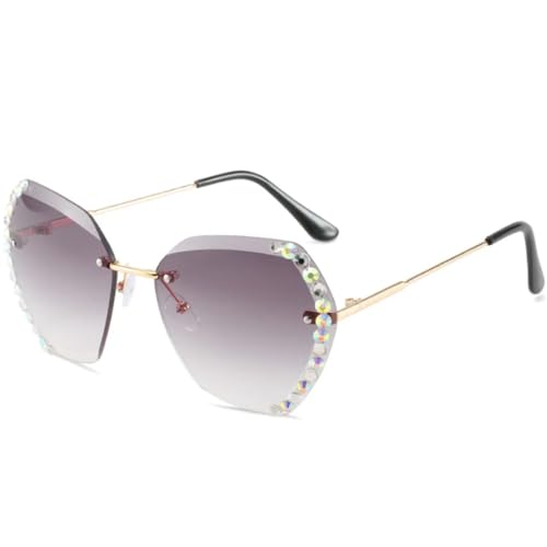 Lunettes de soleil sans monture pour femmes verres surdimensionnés dégradés