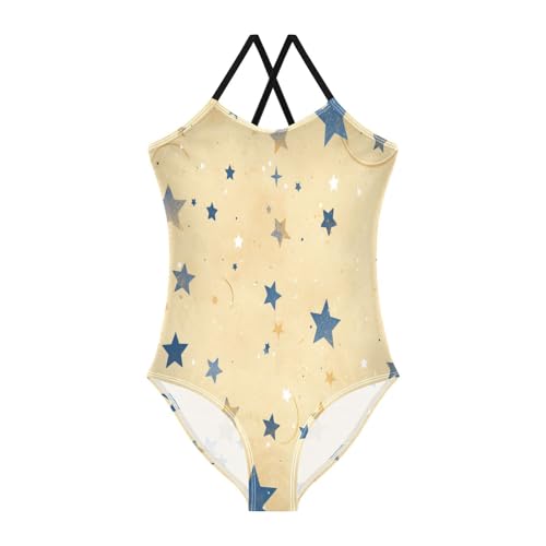 Blue-Yellow starGirl'S Swimsuit 1-Piecing Bathing Suits Girls Beach Swimwear natacion para ni?as 3t
