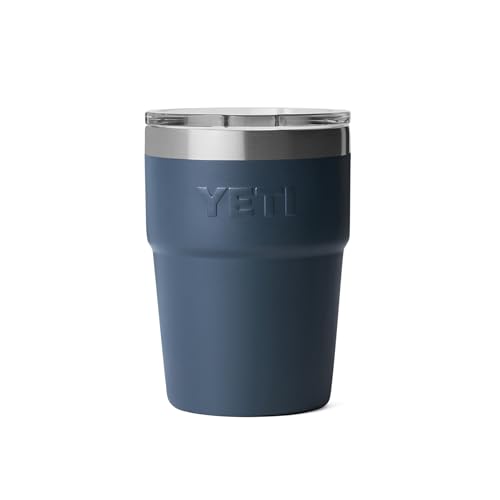Image of YETI Rambler 16 oz Stackable Tumbler, Vacuum Insulated, Stainless Steel with MagSlider Lid, Navy /Badge