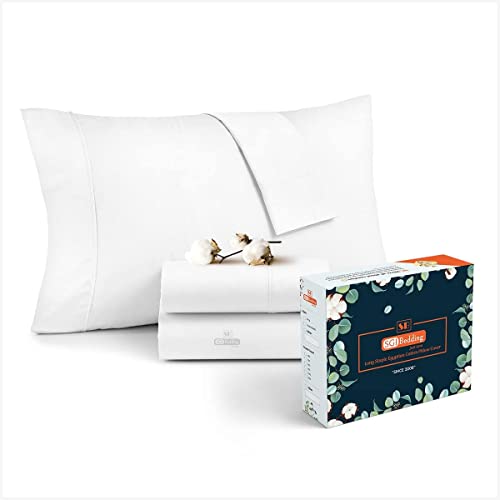 Queen Pillowcase Size Silky Soft & Smooth Egyptian Cotton 600 Thread Count Pillowcase White Solid, Long Staple & Breathable, Easy To Wash, Pack Of 2 #TOP2