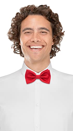Image of Bow Tie House Real Silk Classic Pre-Tied Bow Tie Formal Solid Tuxedo with Gift Box