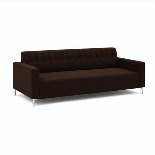 Image of SOCOZI Antonia 3+2 Seater Fabric Sofa Set with Ottoman | Soft Velvet Suede Upholstery | Modern Living Room Furniture (Dark Brown)