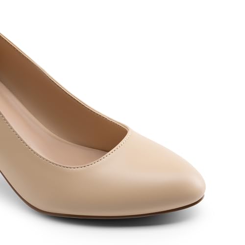 DREAM PAIRS Women's Block Heels Closed Toe High Chunky Rounded Toe Pumps Comfortable Slip On Work Shoes3