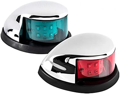Sebnux LED Boat Navigation Light Red and Green LED Marine Navigation Light Boat Bow Light for Pontoon and Small Boat (Silver)