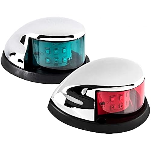 LED Boat Navigations Light Marine Red and Green Bow Light (Silver)