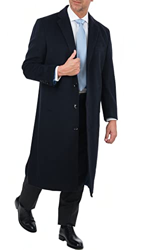 Image of THE SUIT DEPOT Mens Single Breasted Wool Cashmere Full Length Overcoat