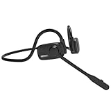 AUSDOM Open Ear Headphones with Mic: Bluetooth V5.4 Headset with Noise-Canceling Boom Microphone, 13H Playtime, Multipoint Connect Wireless Air Conduction Headset for Office Meeting Calling